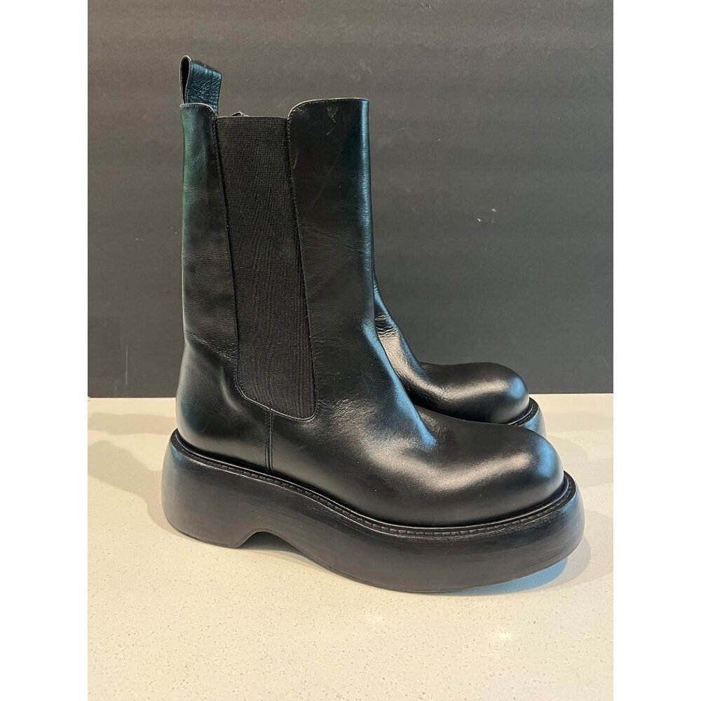 Paloma Barceló Black Leather Chunky Platform Chelsea Boots size 40